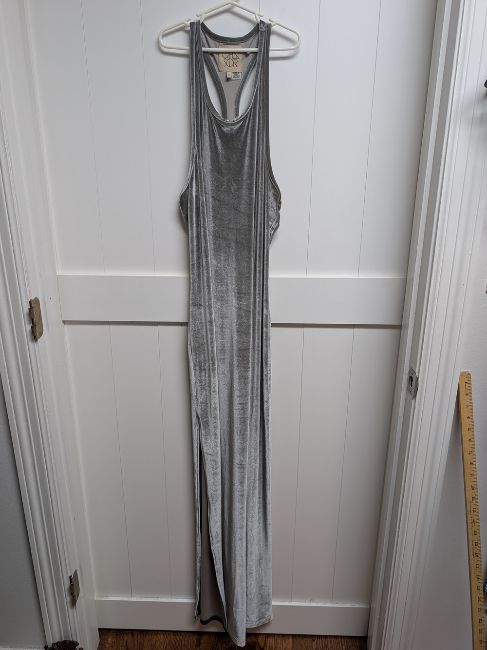 Chaser Velvet Silver Racerback Maxi Dress, Medium